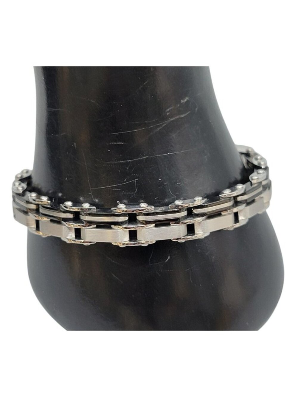 Inox Mens Reversible Stainless Steel Bracelet Gold or Silver & Black Size 7.5" - Picture 3 of 13